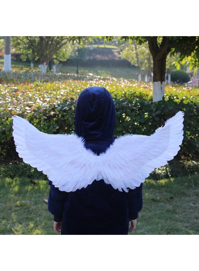 أجنحة الملاك، أزياء تنكرية جناح ملاك من الريش للأطفال والكبار والنساء والفتيات، دعامات تزيين الريش جناح ملاك أبيض مع أشرطة مرنة لعيد الهالوين - Image 2