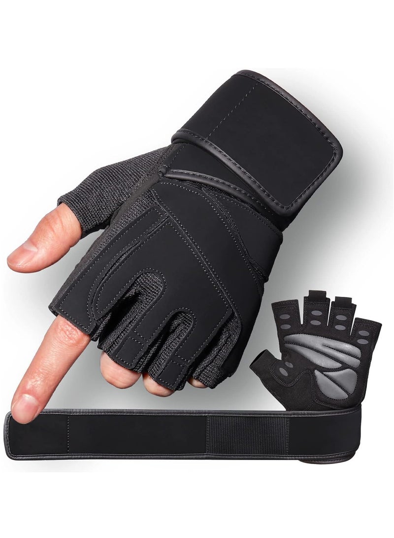 SOLARAE Padded Workout Gloves for Men - Weight Lifting Gym Gloves with Wrist Wrap Support, Full Palm Protection & Extra Grip for Weightlifting, Exercise, Cross Training, Fitness, Pull-ups - Image 1