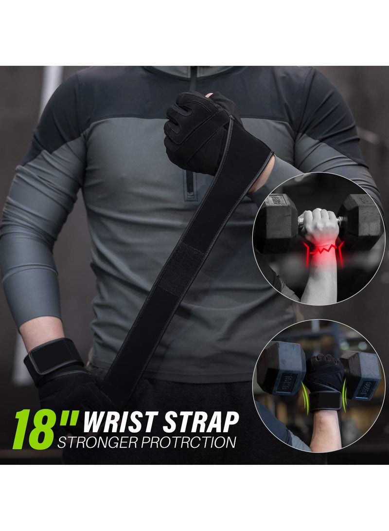 SOLARAE Padded Workout Gloves for Men - Weight Lifting Gym Gloves with Wrist Wrap Support, Full Palm Protection & Extra Grip for Weightlifting, Exercise, Cross Training, Fitness, Pull-ups - Image 4