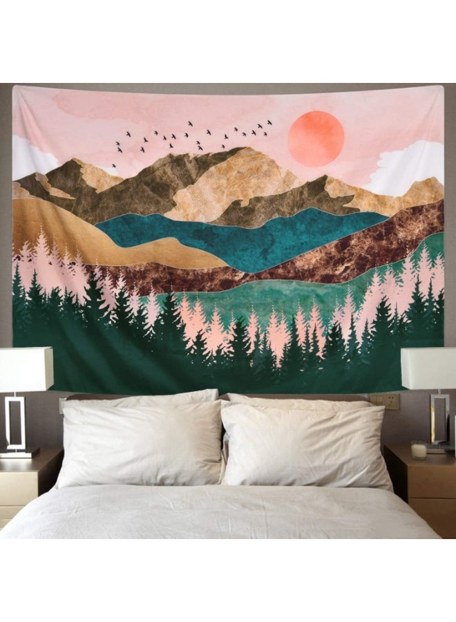 سوفام نسيج جبلي نسيج شجرة الغابات نسيج غروب الشمس نسيج نسيج طبيعي نسيج جدار معلق بالغرفة (51.2 × 59.1 بوصة) - Image 2