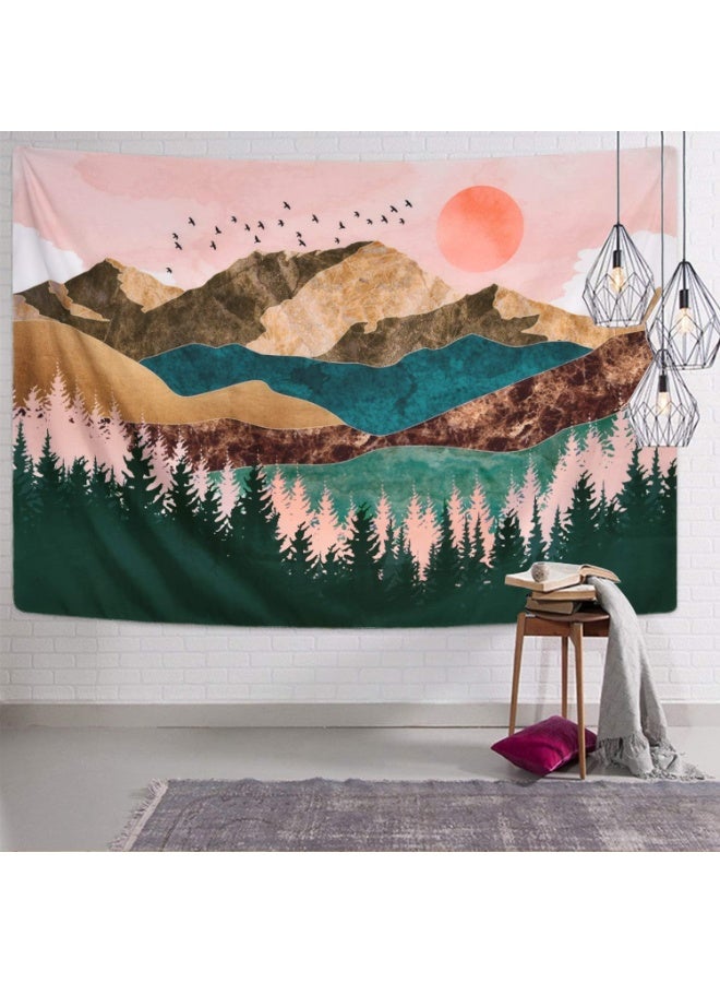 سوفام نسيج جبلي نسيج شجرة الغابات نسيج غروب الشمس نسيج نسيج طبيعي نسيج جدار معلق بالغرفة (51.2 × 59.1 بوصة) - Image 3