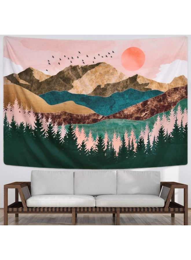 سوفام نسيج جبلي نسيج شجرة الغابات نسيج غروب الشمس نسيج نسيج طبيعي نسيج جدار معلق بالغرفة (51.2 × 59.1 بوصة) - Image 4