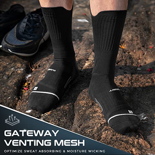 Rahhint Compression Running Socks 3 Pairs, Cushion Crew Socks, Anti-Blister Moisture Wicking Athletic Hiking Basketball Socks - Image 3