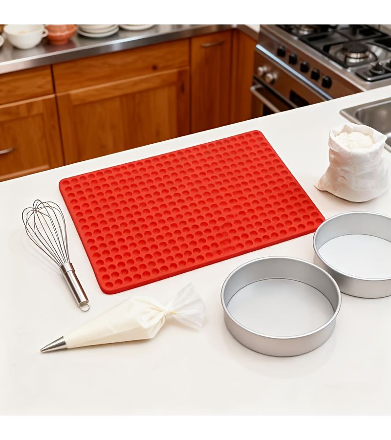 Multipurpose Silicone Baking Molds Red for BBQ Mats and Ice Trays - Image 1