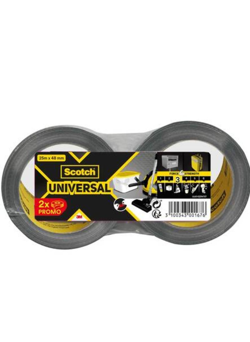 Scotch(R) Universal Duct Tape (Strength 3) Silver 25 Meters x 48mm (Two Pieces)  - Image 1