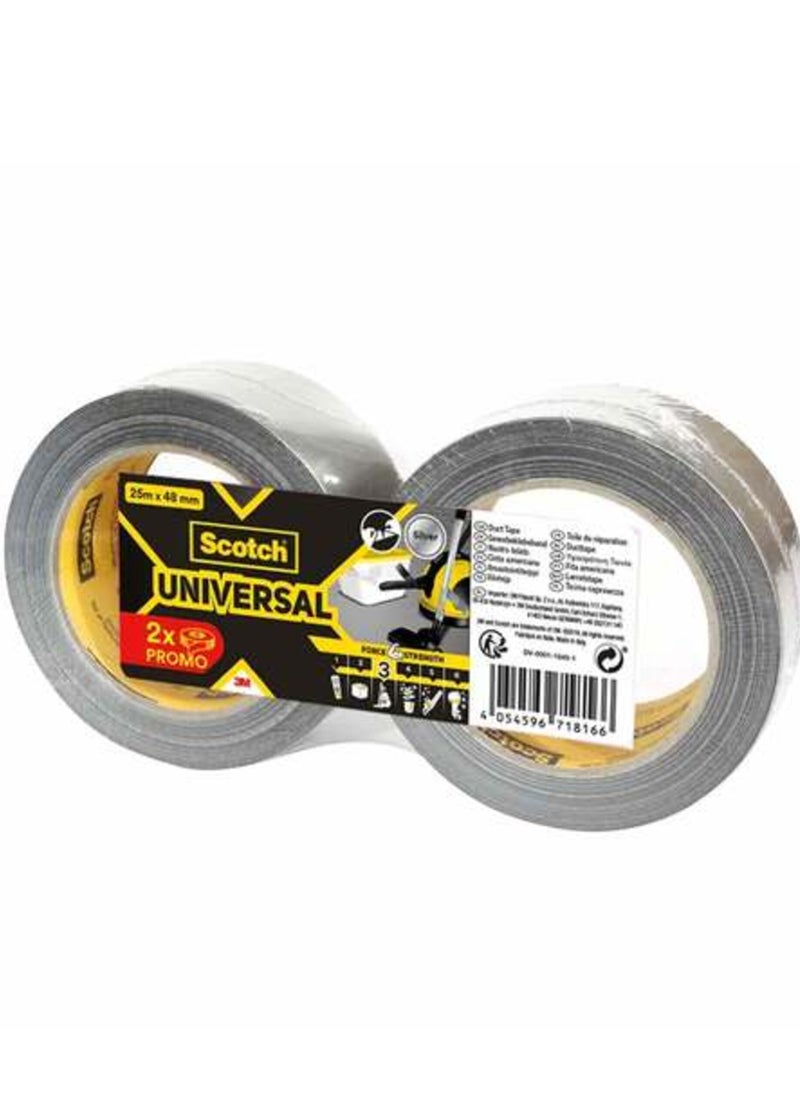 Scotch(R) Universal Duct Tape (Strength 3) Silver 25 Meters x 48mm (Two Pieces)  - Image 2