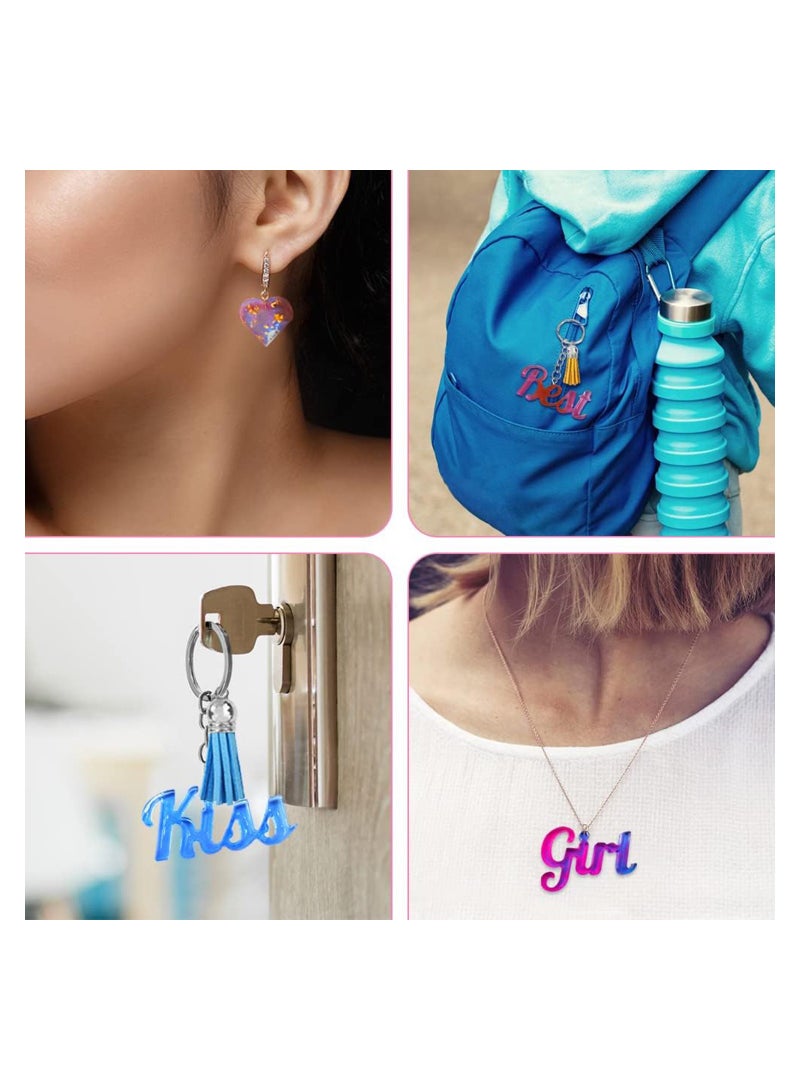 SOLARAE 104 Pcs Alphabet Resin Molds Kit, Resin Keychain Molds for Epoxy Resin Molds Keychain with 20 Random Color Tassels 1 Hand Drill 2 Drill Bits 20 Key Rings 30 Screw Pins 30 Metal Rings(Good Vibes) - Image 3