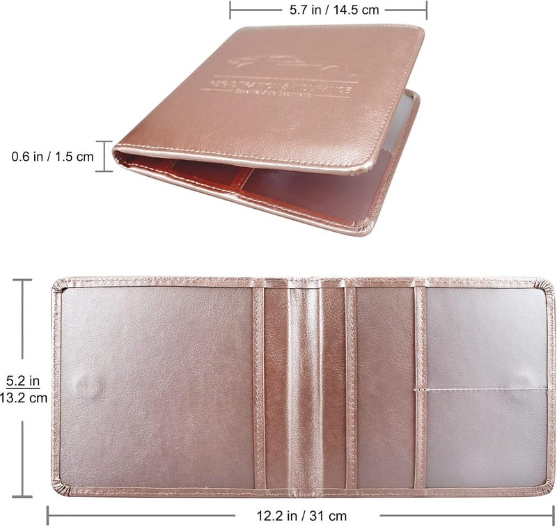 Car Registration and Insurance Holder, Leather Registration and Insurance Card Holder, vehicle Glove Box Organizer for Cards, Essential Document, Driver License Vehicle Paperwork (Rosegold), - Image 2
