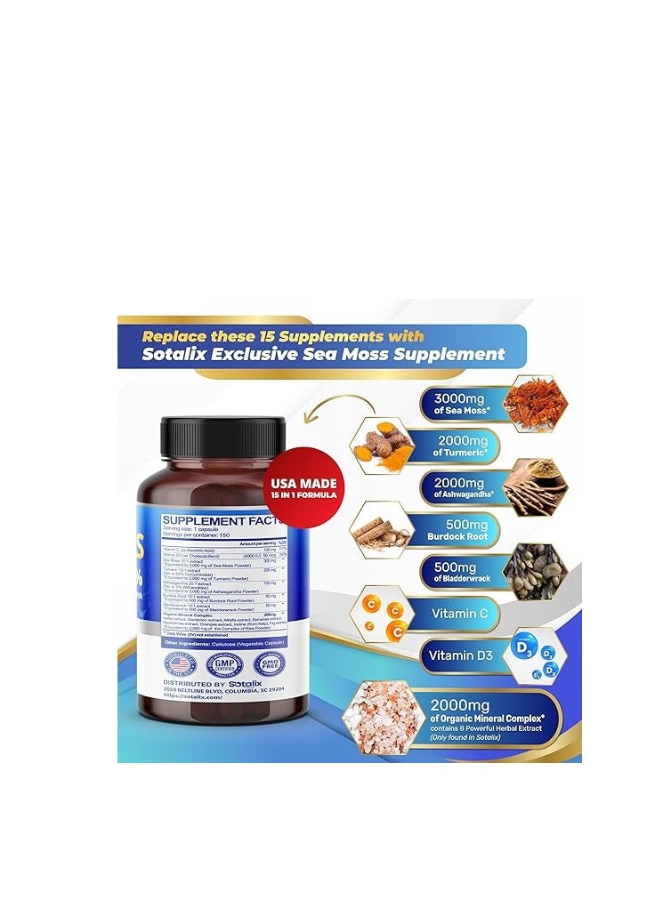 SOTALIX - Organic Irish Sea Moss Capsule 12000mg 150 Caps - Image 1