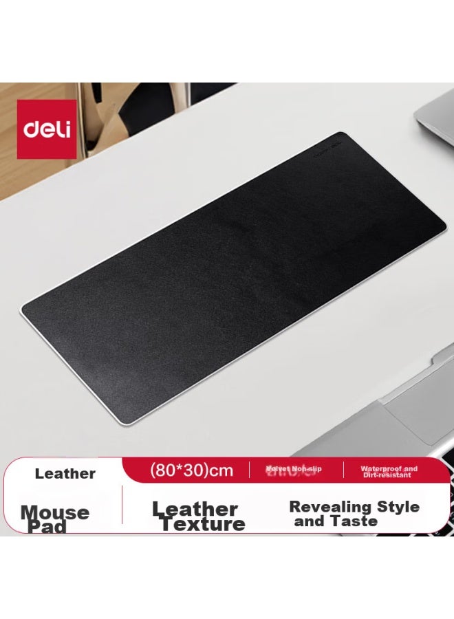 Deli 800*300mm Wear-resistant Pu Leather Mouse Pad, Office And Gaming Desk Mat, Office Supplies, Black 83010 - Image 1