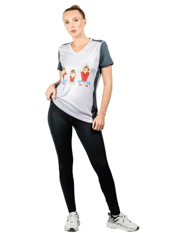 زيسي تيشيرت نسائي بياقة على شكل حرف