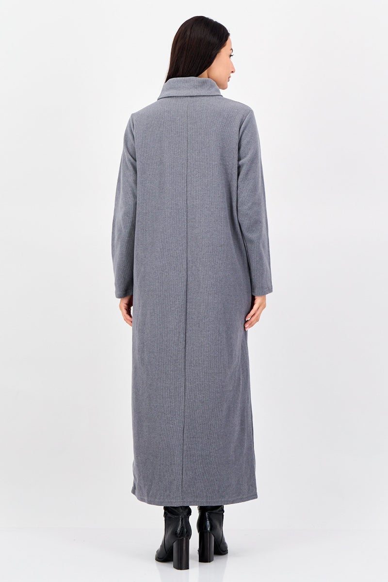 trendyol فستان سترة محبوك للنساء، رمادي - Image 2