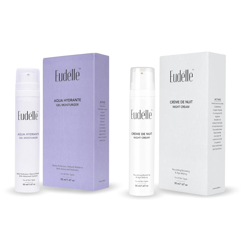 Eudelle Aqua Hydrante Gel Moisturizer Crmedenuit Night Cream Lightweight Formulation AntiAcne OilControl AntiAging Wrinkle Fine Lines Treatment Boosts Collagen Improves Skin Elasticity Antioxidant Protection Brightens Reduce Dark Spots Hydrating For ALL SKIN TYPES 50ml 50ml - Image 1