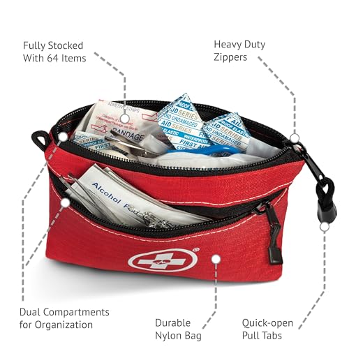 Swiss Safe 2-in-1 First Aid Kit for Car, Travel & Home, Businesses - Bonus Mini Kit for Medical Emergency Aid, Survival, Camping - 64 Piece, Travel FAK - Image 4