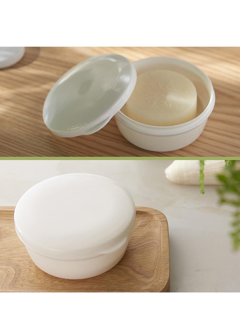 KASTWAVE حامل صابون أسطواني 2 قطعة، حاوية صابون سفر محمولة، حاوية صابون بلاستيكية مع غطاء، علبة صابون محكمة الإغلاق، مع طبقة تصريف قابلة للإزالة، علبة صابون، حاوية صابون، أسود+أبيض - Image 4