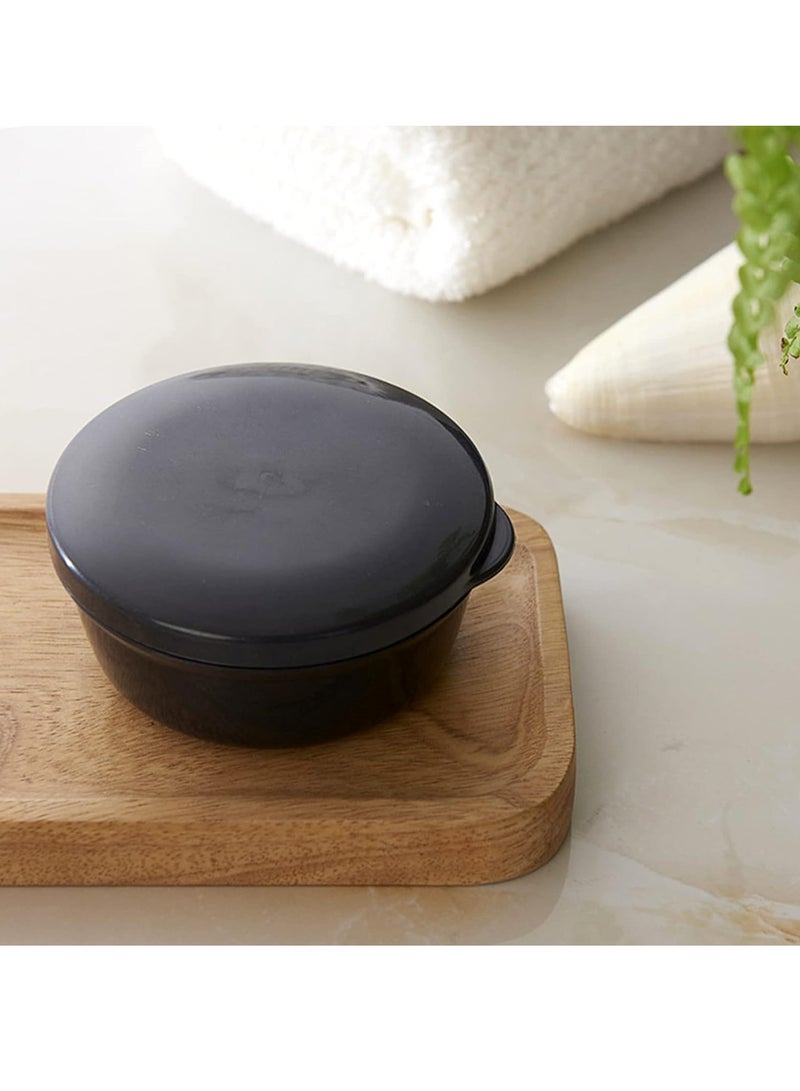 KASTWAVE حامل صابون أسطواني 2 قطعة، حاوية صابون سفر محمولة، حاوية صابون بلاستيكية مع غطاء، علبة صابون محكمة الإغلاق، مع طبقة تصريف قابلة للإزالة، علبة صابون، حاوية صابون، أسود+أبيض - Image 5