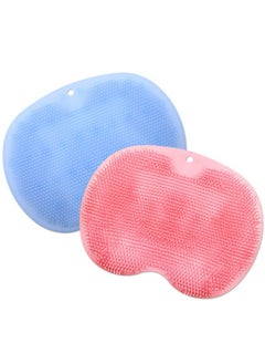 Remagr 2 Pieces Shower Foot Scrubber Mat Silicone Shower Foot Massager Back Washer for Shower Back Scrubber Exfoliate Feet Scrubber with Non Slip Suction Cups Foot Cleaner for Men and Women, 2 Colors  - Image 1