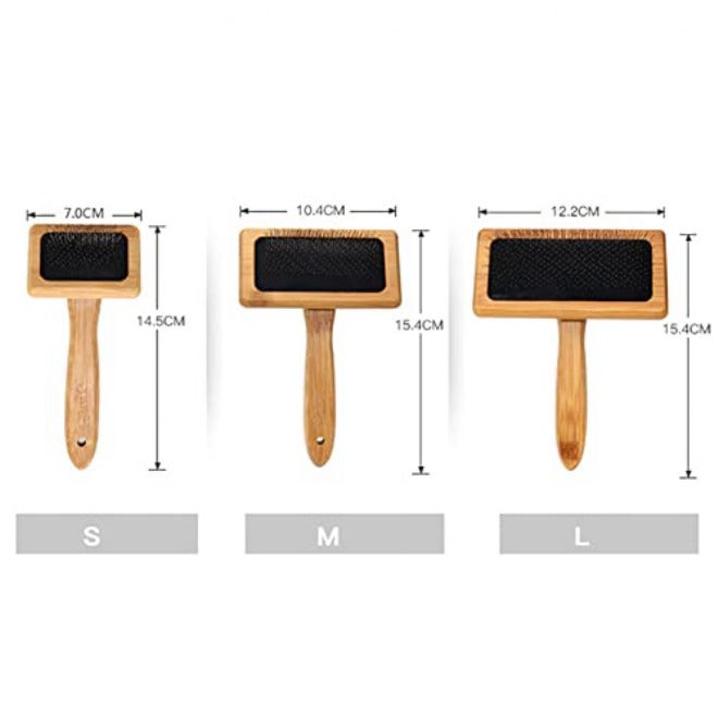 Pet Slicker Brush for Dogs and Puppies, Wooden Handle Pet Hair Comb, Stainless Steel Grooming Brush for Tangled Hair and Shedding Care, Assorted Sizes - Image 2