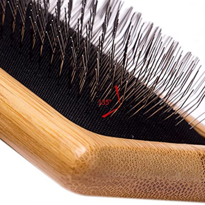 Pet Slicker Brush for Dogs and Puppies, Wooden Handle Pet Hair Comb, Stainless Steel Grooming Brush for Tangled Hair and Shedding Care, Assorted Sizes - Image 4