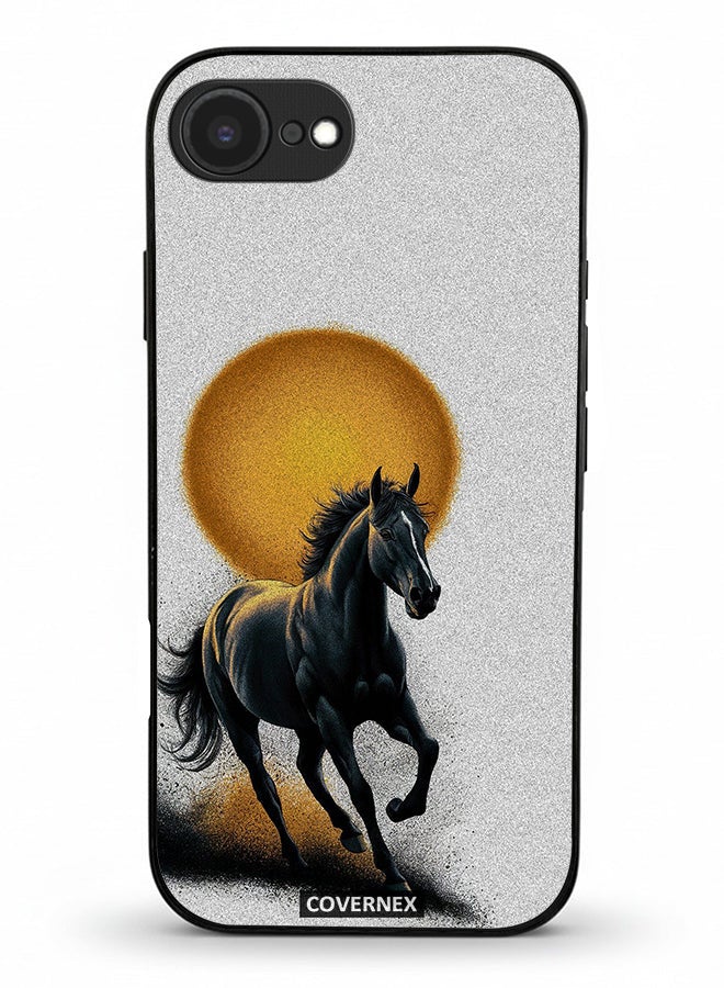 Covernex Apple iPhone 16e Protective Case Cover Printed Featuring Galloping Horse with Sunset Backdrop - Image 1