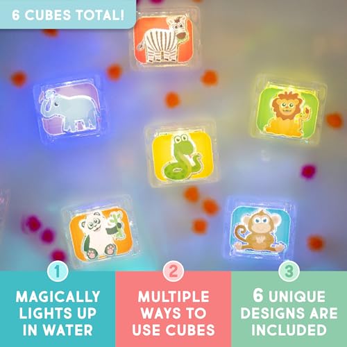 Glo Pals WaterActivated LightUp Cubes for Bathtime and Sensory Play Includes 6 Reusable LightUp Cubes Sensory Toys and Glowing Bath Cube for Kids and Toddlers Zoo - Image 5