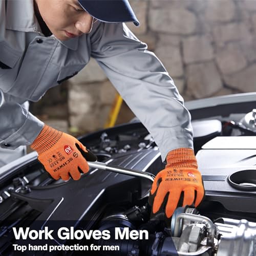 Schwer ProGuard Highest Level Cut Resistant Work Gloves PR3326 for Extreme Protection，ANSI A9 Cut Gloves with Reinforced Thumb, Non Slip, Breathable, Durable, Touch-screen, Non PFAS, Orange 1 Pair（L） - Image 4