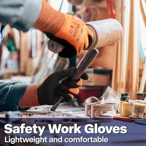 Schwer ProGuard Highest Level Cut Resistant Work Gloves PR3326 for Extreme Protection，ANSI A9 Cut Gloves with Reinforced Thumb, Non Slip, Breathable, Durable, Touch-screen, Non PFAS, Orange 1 Pair（L） - Image 5