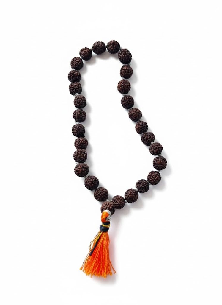 Achleshwar Nepali Black Rudraksha Mala 5 Mukhi 27+1 Beads Original Natural Japa Meditation Rosary | Wearing Chanting Pooja Use Black Standard Size - Image 1