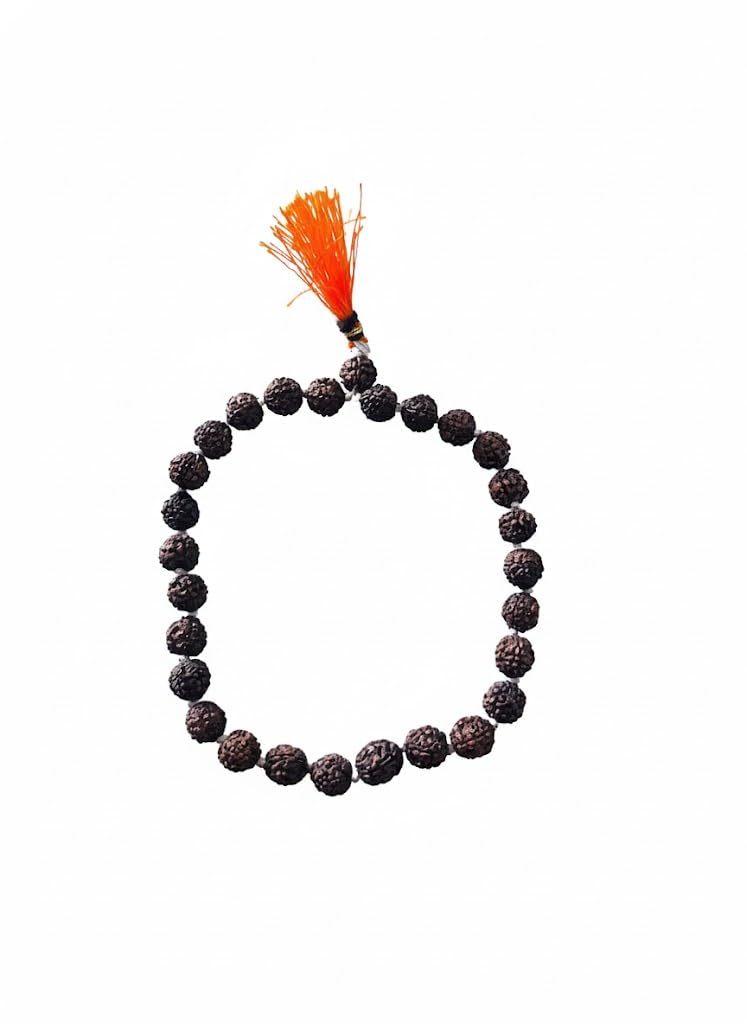 Achleshwar Nepali Black Rudraksha Mala 5 Mukhi 27+1 Beads Original Natural Japa Meditation Rosary | Wearing Chanting Pooja Use Black Standard Size - Image 2