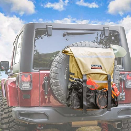 ALL-TOP Spare Tire Trash Bag, Heavy Duty Truck Tailgate Trash Bag, Cargo Storage Bag for Jeep, Truck, SUV or Car, Fit up to 40'' Tire (Gobi Tan) - Image 1