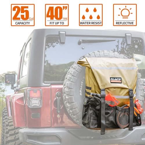 ALL-TOP Spare Tire Trash Bag, Heavy Duty Truck Tailgate Trash Bag, Cargo Storage Bag for Jeep, Truck, SUV or Car, Fit up to 40'' Tire (Gobi Tan) - Image 2