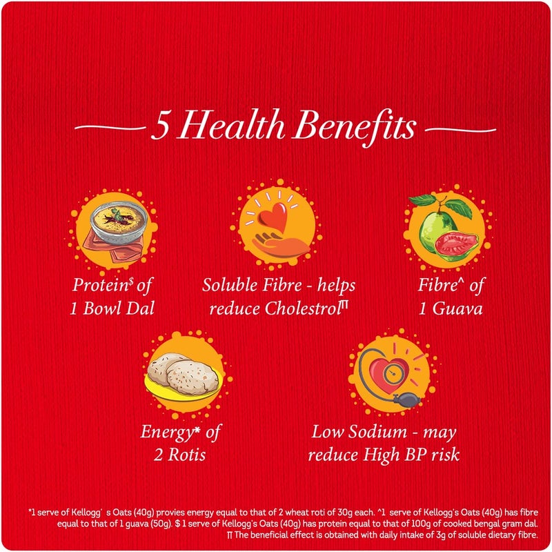 Kellogg's Oats, Rolled Oats, High in Protein and Fibre, Low in Sodium, 400g Pack - Image 4