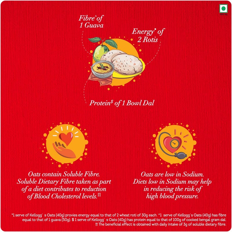 Kellogg's Oats, Rolled Oats, High in Protein and Fibre, Low in Sodium, 400g Pack - Image 3