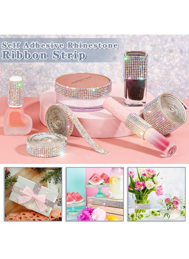 Cludoo 8 Rolls Rhinestone Ribbons Cludoo 8 Yard Silver Self Adhesive Rhinestone Ribbon Bling Crystal Diamond Ribbon Roll Wrap Glittering Rhinestones Sticker For Decoration Car Diy Arts Crafts Wedding - Image 5