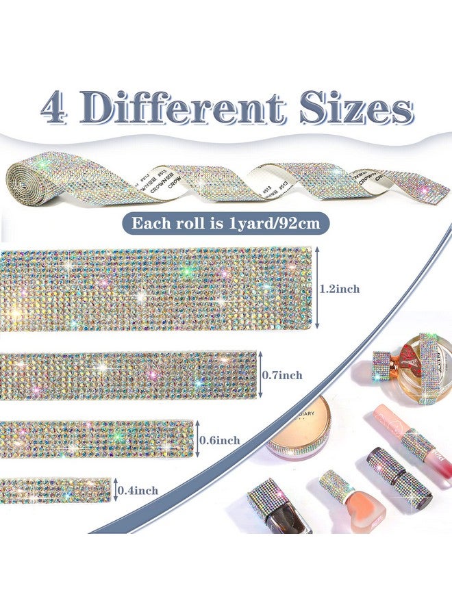 Cludoo 8 Rolls Rhinestone Ribbons Cludoo 8 Yard Silver Self Adhesive Rhinestone Ribbon Bling Crystal Diamond Ribbon Roll Wrap Glittering Rhinestones Sticker For Decoration Car Diy Arts Crafts Wedding - Image 2