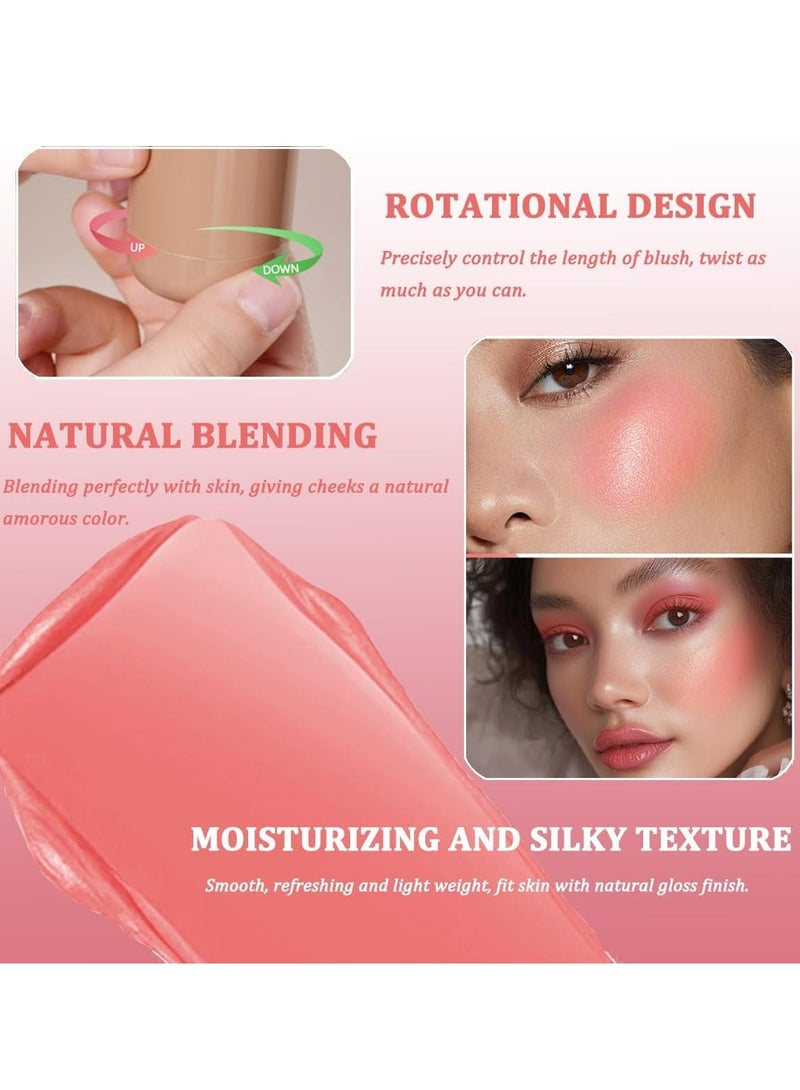 lakerain Cream Blush stick, Natural-Looking Matte Finish Makeup Blush stick, Hydrating Long Lasting Lightweight Blendable Blush for cheeks (#4 Neutral Peach, 1 PC) - Image 4