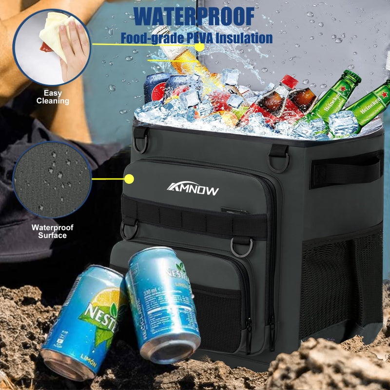 AMNOW Backpack Cooler Insulated Leak Proof for Men Women 50 Cans Soft Cooler Backpack Insulated Waterproof Large Capacity Coolers Bag Portable for Lunch Camping Travel Picnic Hiking Grey - Image 4