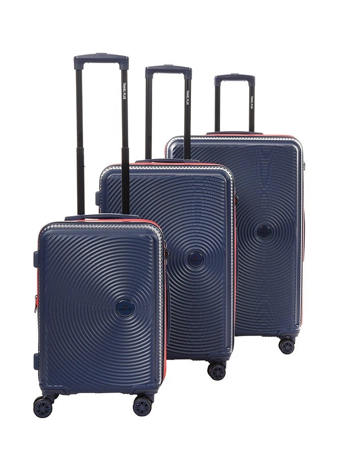Travel Plus مجموعة من 3 قطع من حقائب أمتعة بعجلات من مادة ABS مقاس 20 و26 و30 بوصة باللون الأزرق  - Image 1