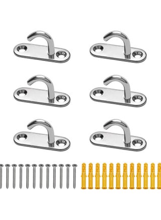 6 Pack M5 Oval Open Hooks Pad Eye Plate Anchor with Matched Screws, Wall Mount Ceiling Hook for Hanging Plant Basket Lamp Fan, 304 Stainless Steel - pzsku/Z7C83A450F4732D4DE76AZ/45/1751001919/5582d091-1f81-43eb-89b8-7535b950927a