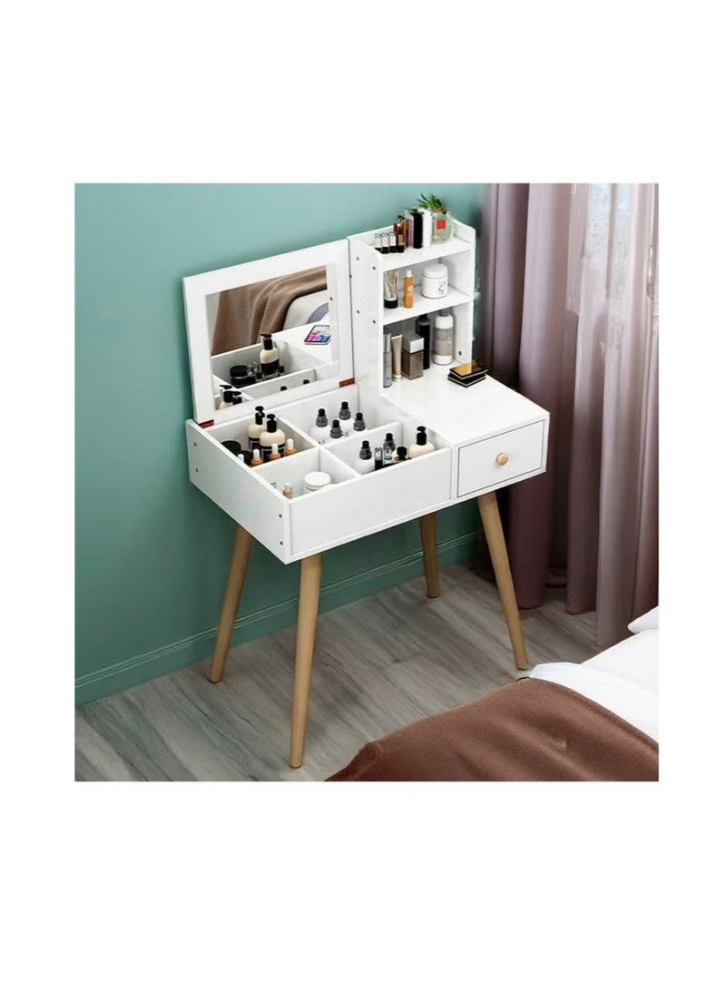 EXPERT Vanity Table with Mirror and Drawers, Ample Storage for Cosmetics, 80*40*111cm / white - Image 2