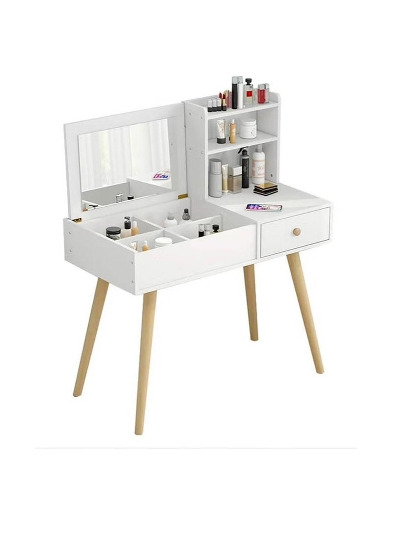 EXPERT Vanity Table with Mirror and Drawers, Ample Storage for Cosmetics, 80*40*111cm / white - Image 1