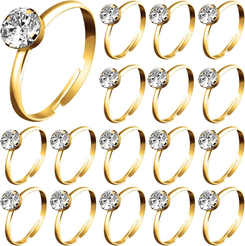 Whaline 72Pcs Gold Bridal Shower Diamond Rings, Adjustable Engagement Rings for Wedding Table Decorations, Bridal Shower Game and Party Favors - Image 1