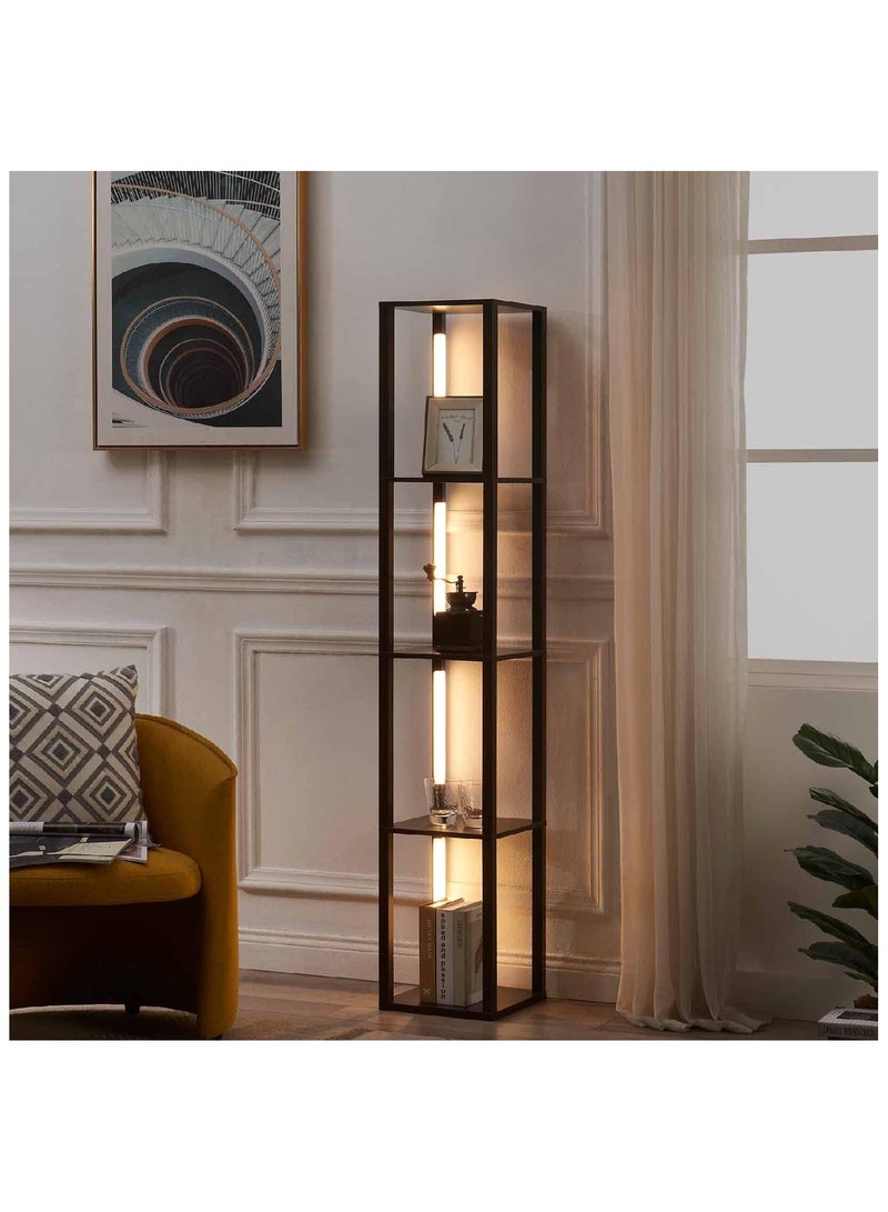 AWD Display Shelf with Lights Corner Shelf Curio Cabinet Display 5-Tier Tall Open Shelf Unit LED Shelf Floor Lamps Dimmable Floor Lamp with Shelves Space Saving Vertical Organizer for Books and decor  - Image 1
