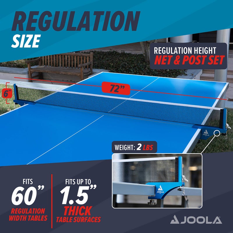 JOOLA Professional Grade WX Aluminum Indoor & Outdoor Table Tennis Net and Post Set - Quick Setup - 72in Regulation Ping Pong Net - Reinforced Cotton Blend Net w/ Adjustable Tensioning System - Image 5