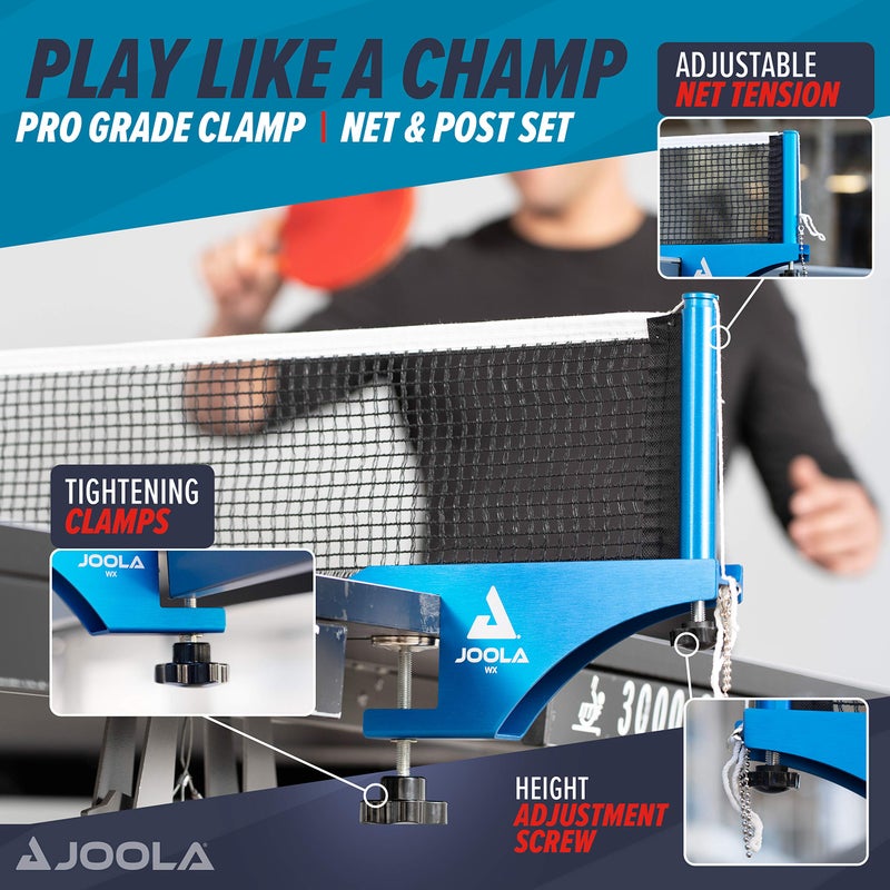 JOOLA Professional Grade WX Aluminum Indoor & Outdoor Table Tennis Net and Post Set - Quick Setup - 72in Regulation Ping Pong Net - Reinforced Cotton Blend Net w/ Adjustable Tensioning System - Image 2