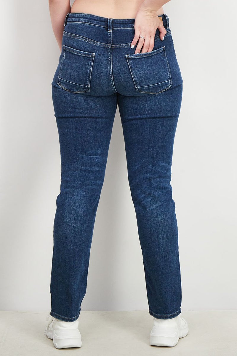 ESPRIT جينز نسائي بقصة مستقيمة وقابل للتمدد، أزرق داكن - Image 3