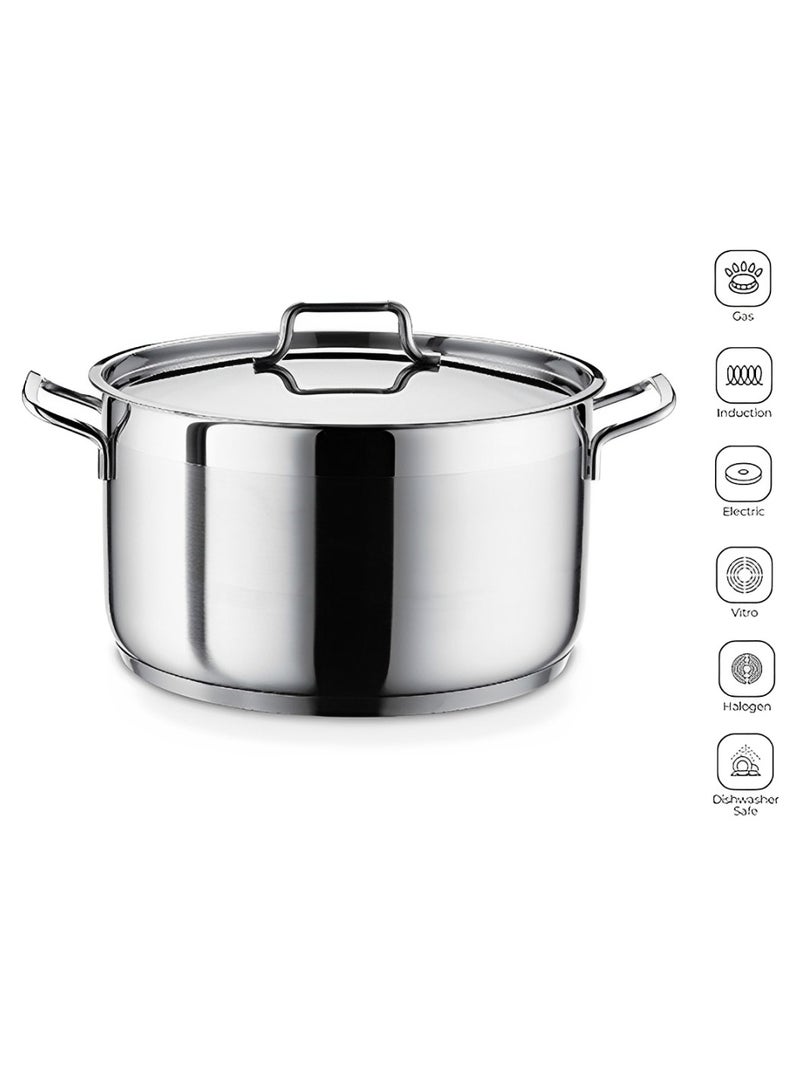 Hascevher وعاء طهي أنيت من الفولاذ المقاوم للصدأ 24 سم 6.5 لتر مع غطاء محكم مناسب للطهي على مواقد الغاز والكهرباء - Image 2