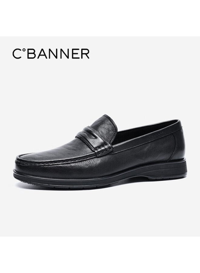 C.banner Top-grain Leather Business Casual Loafers For Men, Slip-on Comfortable Formal Shoes, Black, Size 39 - Image 3