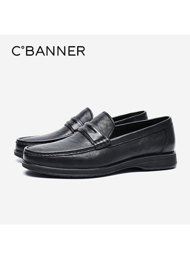 C.banner Top-grain Leather Business Casual Loafers For Men, Slip-on Comfortable Formal Shoes, Black, Size 39 - Image 2