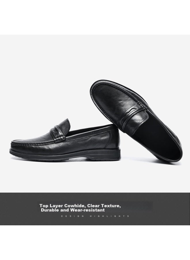 C.banner Top-grain Leather Business Casual Loafers For Men, Slip-on Comfortable Formal Shoes, Black, Size 39 - Image 1